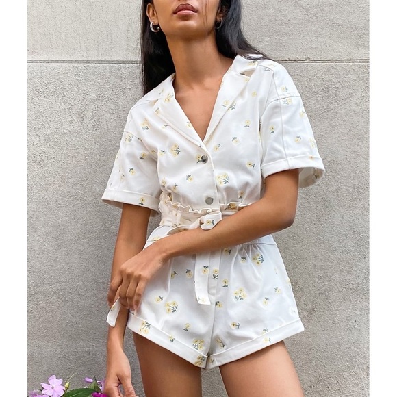 For Love And Lemons Pants - For Love & Lemons Waverly Embroidered Romper Sz XS